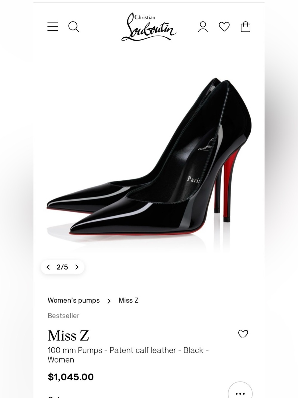 Christian Louboutin Black Patent Leather Pointed-Toe Pumps with Red Sole